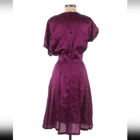 BGL Unique Grape Assymetrical 70%Silk 30% Cotton Cocktail Dress Size 34 - Picture 2 of 3